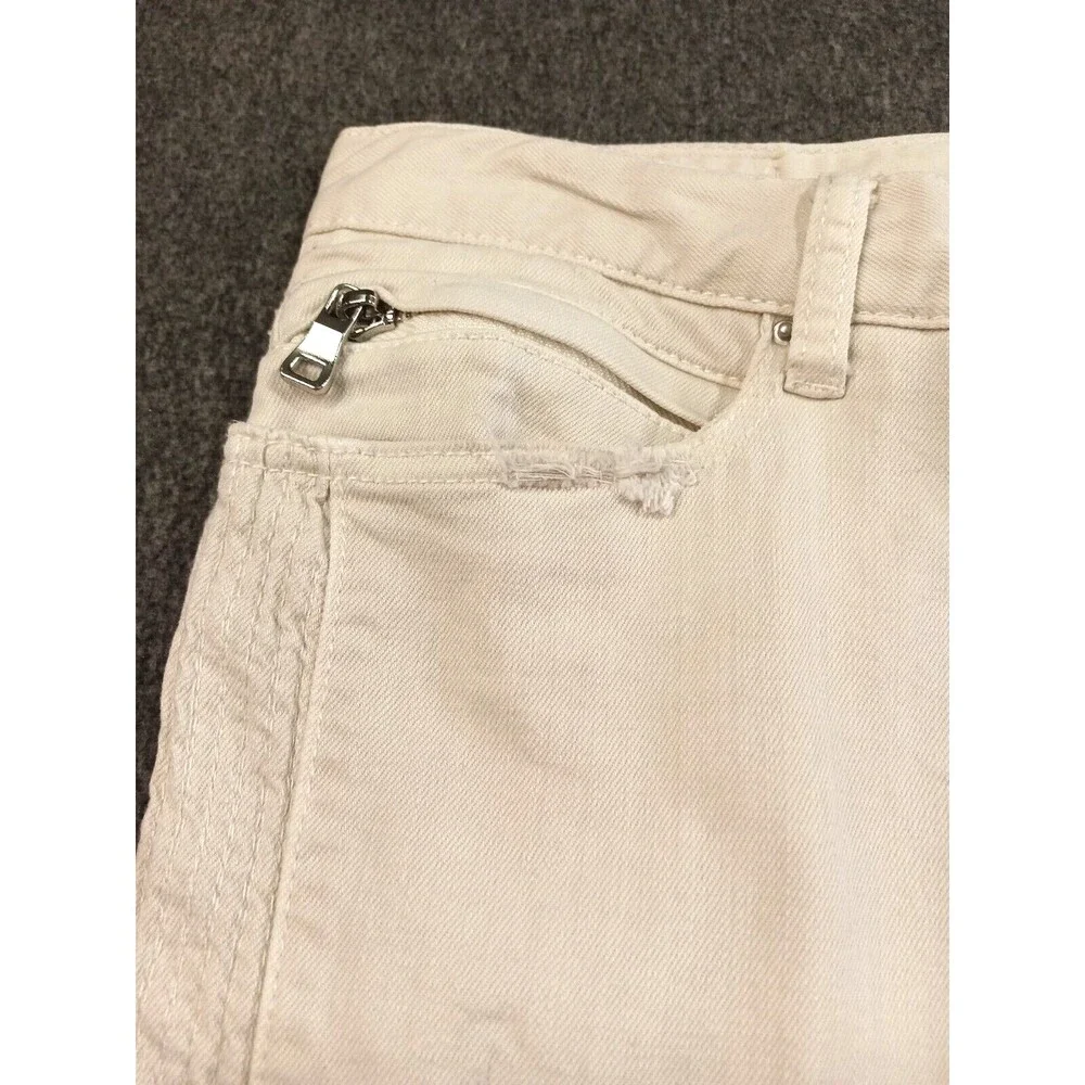 M N M L White Stretch Moto Denim Skinny Distressed Mens Jeans Size 29 Ankle Zip